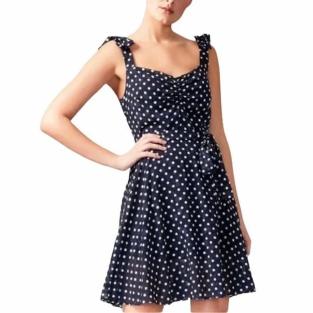 Betsey Johnson Size 16 Navy Blue Polka Dot Dress